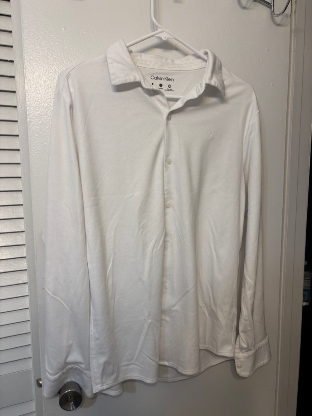 Calvin Klein White Long Sleeve Casual Button-Down Shirt